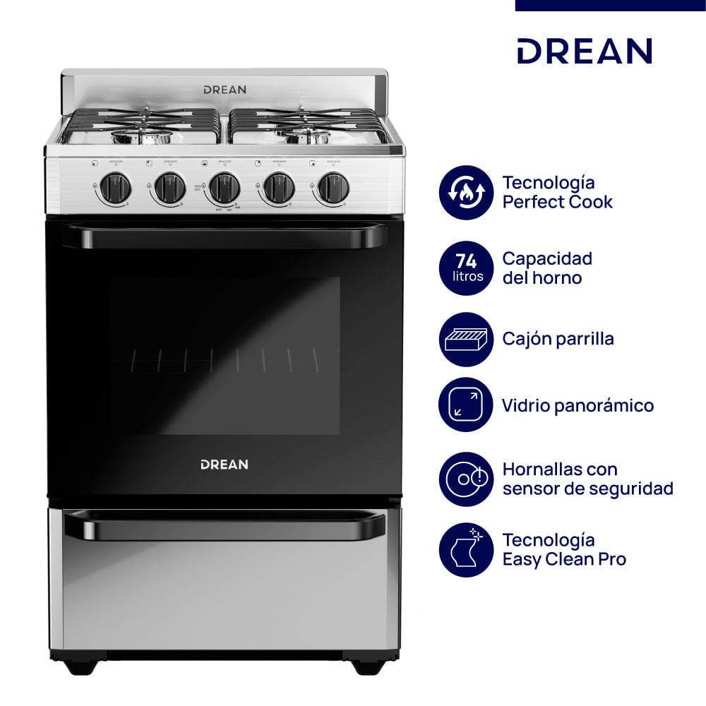 Cocina a Gas 56 Cm Acero CD5602AI0 Drean